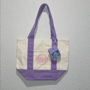 Trader Joe’s Chic Purple and Cream Mini Canvas Tote Bag